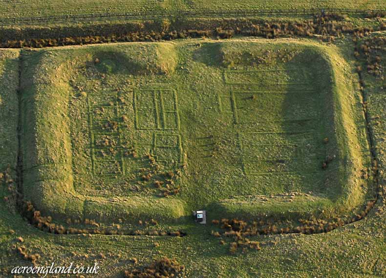aerial photograph of
          Castleshaw Roman fort