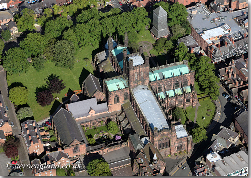 aerial photograph of Chester
          Cathedral